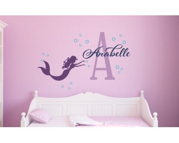 Personalised Mermaid Name Decal, Girl Name Decal, Nautical Nursery Decor
